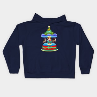 Christmas Merry-Go-Round Reindeer Carousel Kids Hoodie